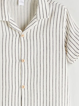 Resort Yaka K?sa Kollu ?izgili Erkek Bebek G?mlek