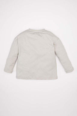 Футболка с круглым вырезом и длинными рукавами для маленьких мальчиков Disney Микки и Минни - Defacto фото 3