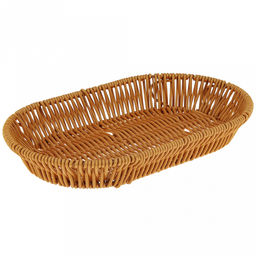 Корзина-сухарница плетеная Кондитер 27х16см h4см, полипропилен, медовый, металлический каркас, форма овальная (Китай)