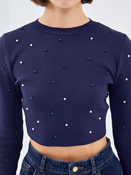 Bisiklet Yaka Crop Kad?n Triko Kazak