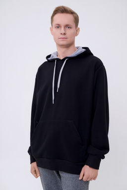 Худи мужское из футера 3-х нитки черный - Амадэль фото 3