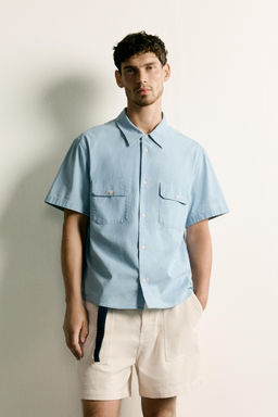 CAMISA CHAMBRAY BOLSILLOS / Azul claro - Zara фото 2