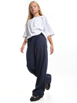 Брюки палаццо школьные штаны детская одежда девочке 33-7874 синий - Mini maxi фото 5