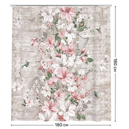 VAL JR-M-1818 Штора для ванной комнаты, полиэстер, 180*180 см, JARDIN MAGNOLIA, шт