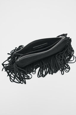 FRINGED SPLIT SUEDE MINI CROSSBODY BAG - Zara фото 12