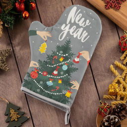Варежка-прихватка New year 20х28см, саржа, 100% хлопок, ватин 250г/м2