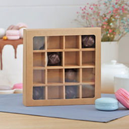 Цена за 5 шт. Коробка для конфет, крафт, 17,5 х 17,5 х 4 см