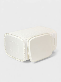 Плетёная корзина для белья с крышкой "Лён" 75л 43×32×60см, цвет белый