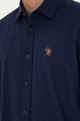 U. S. Polo Assn / Мужская темно-синяя базовая рубашка с длинным рукавом - U.s. polo assn фото 7