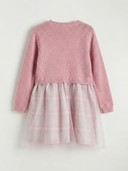 Bisiklet Yaka ?i?ekli K?z ?ocuk T?t? Elbise