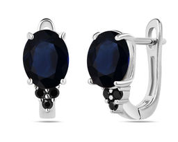 Серьги, сапфир корунд , шпинель нат., NKD-3381