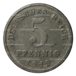Монета 5 пфеннигов 1919 года F Германия