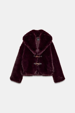 SHORT FAUX FUR COAT WITH FIREMAN CLASPS - Zara фото 7