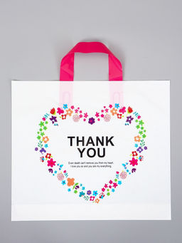 Цена за 50 шт. Пакет с петлевой ручкой "Цветущее сердце" 35 х 30 х 8, см, 60 мкм