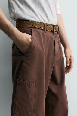 PANTALON CARGO BALLOON FIT COSTURAS / Marr?n - Zara фото 6