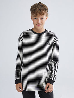 Bisiklet Yaka ?izgili Uzun Kollu Erkek ?ocuk Ti??rt