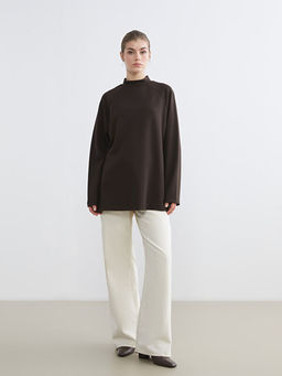 Dik Yaka Oversize Kad?n Sweatshirt Tunik