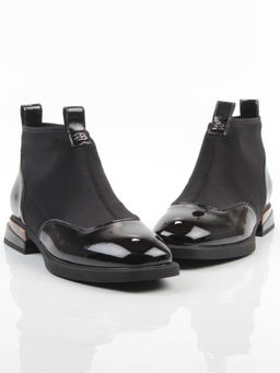 01-B44B-81AG BLACK Ботинки демисезонные женские (натуральная кожа, текстиль, байка)