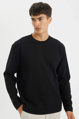 Regular Fit Bisiklet Yaka Waffle Basic Duz Uzun Kollu Tisort - Defacto фото 2