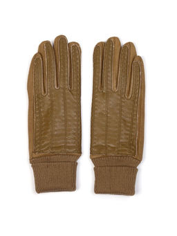 Перчатки из экокожи и шерсти