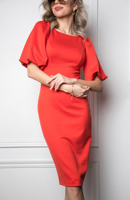 Платье футляр алый кадмий