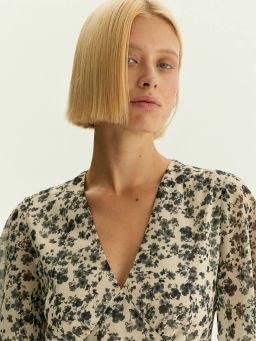 Платье Emka PL1722 миди шифон цветочный принт мультиколор  фото 4