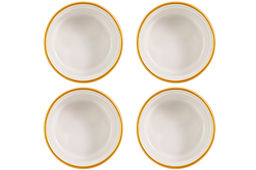 Набор 4 форм для запекания "Бисер" 200 мл 8,7*8,7*5,6 см, молочно - белый, золотая кайма, керамика