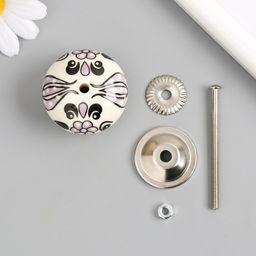 Ручка для шкатулки керамика, металл «Сиреневые цветы», 4.1×4.1×6 см