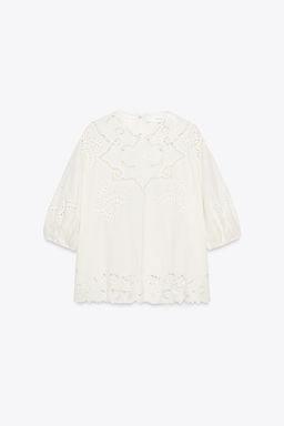 ZW COLLECTION BLOUSE WITH CUTWORK EMBROIDERY - Zara фото 6