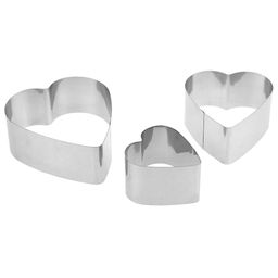 Форма для печенья из нержавеющей стали Сердечко набор 3 штуки: 9х10х4см; 7,5х8,5х4см; 5,5х6х4см, в блистере (Китай)