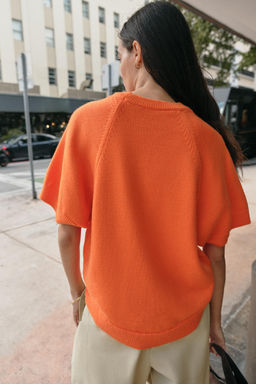 JERSEY PUNTO MANGA CORTA / Naranja - Zara фото 5