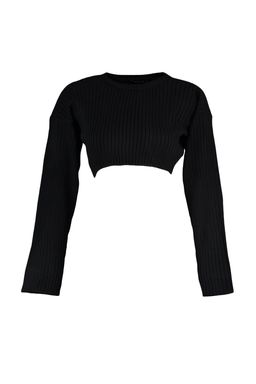 Siyah Super Crop Basic Triko Kazak TWOAW23KZ01068 - Trendyolmilla фото 7