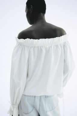 Blusa off-the-shoulder de popelina - H&m фото 6