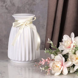 Ваза 18 см с лентой / AB15W /уп 48/ белая - ГалеонТрейд фото 2