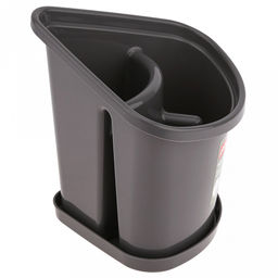 Подставка для столовых приборов пластмассовая 17,6х15х15,1см, 3-х секционная, с поддоном, серый, Phibo (Россия)