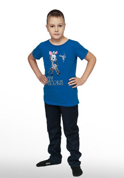 Футболка детская, модель 314, трикотаж (Зебра, синий) - Ивановотекстиль фото 2