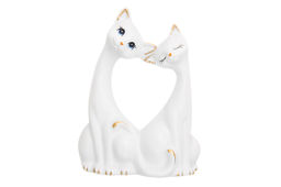 Фигурка декор. 9*4,5*12,5 см "Пара кошечек" белая, золото