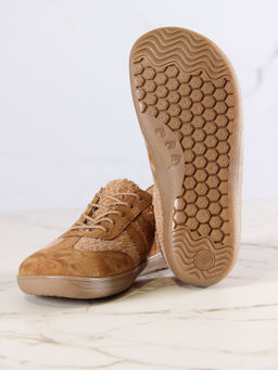 Кеды босоногие женские демисезонные 184.natabr.Джангл кемл+светло коричневая замша - Edart фото 3