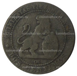 Монета 2 сентимо 1870 года Испания