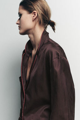 CONTRAST STRIPED PYJAMA SHIRT - Zara фото 3