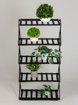 Стеллаж универсальный, 5 полок, 50×25×89 см, напольный, открытый, чёрный, Greengo