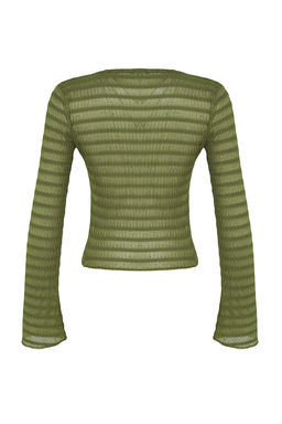 Trendyolmilla Ekru Premium Baglama Detayl? Dokulu V Yaka Esnek Orme Bluz TWOSS23BZ00796  фото 12