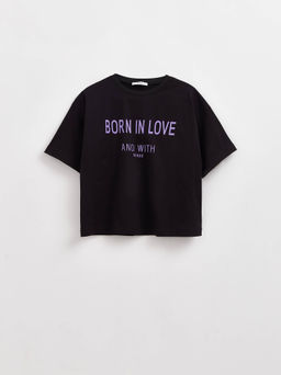 CONTE Свободная футболка из хлопка с рисунком Born in love LD 2675 black-born in love - Conte elegant фото 5