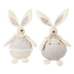 Игрушка набивная "Заяц/Зайка", L18 W13 H37/27 см, 2в.