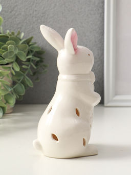 Фигурка светящаяся Зайка с бантом, керамика, белый, 7.5?8?15.5 см