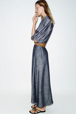 VESTIDO MIDI CINTUR?N / ?ndigo - Zara фото 4