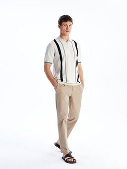 Polo Yaka K?sa Kollu ?izgili Erkek Triko Kazak