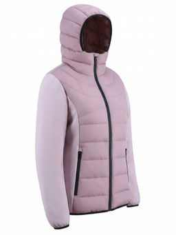 Куртка женская гибридная стёганая с капюшоном с графеновой подкладкой розового цвета 9630_1R