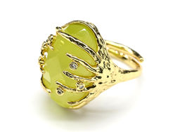 Кольцо из сплава с кошачьим глазом цв.салатовый