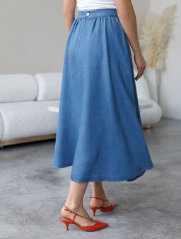 Юбка полусолнце из лиоцелла под деним - Vilatte фото 3